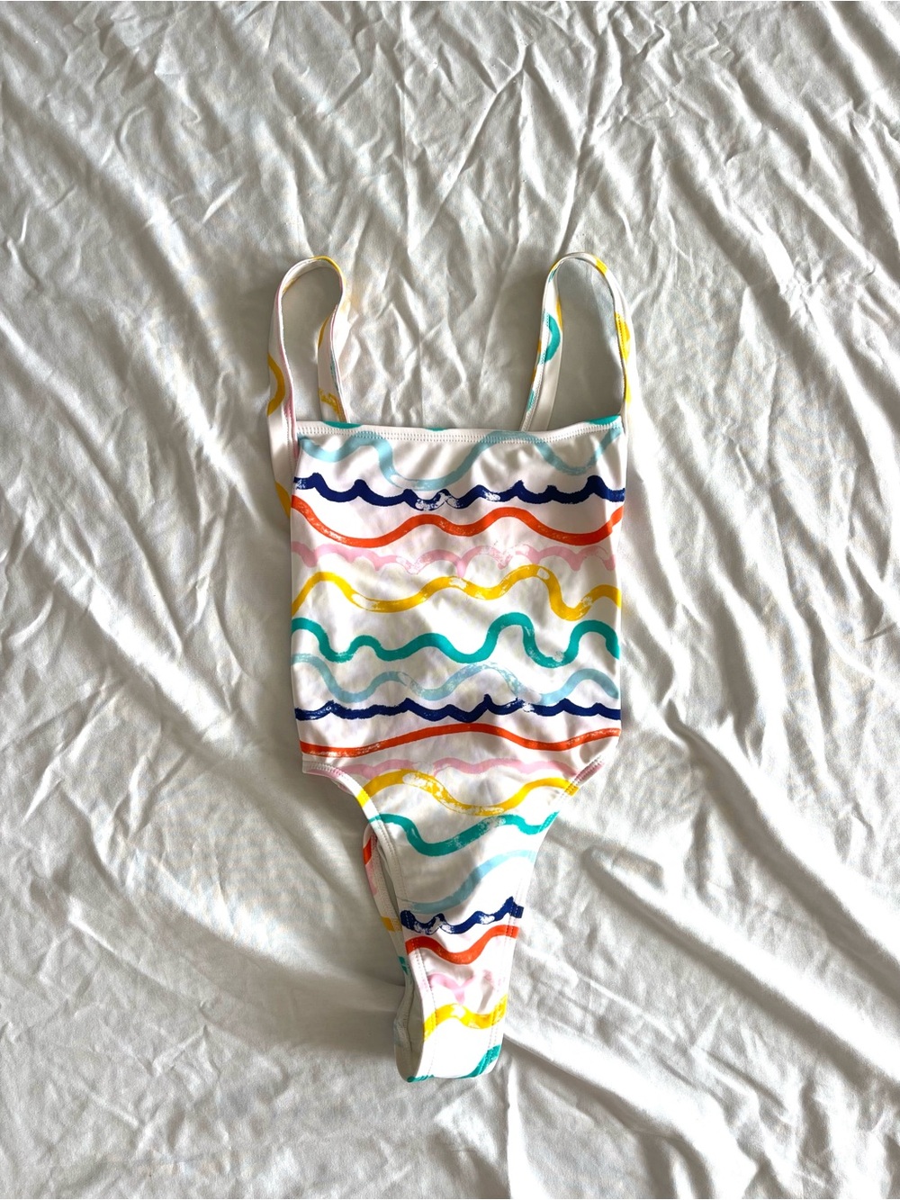 Vintage American Apparel high cut Colorful Wave-Print One-Piece Swimsuit XS